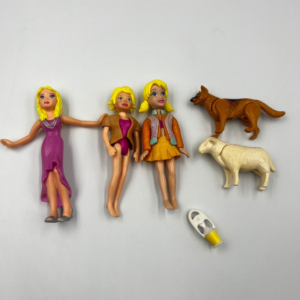 Polly Pocket Doll Lot with German Shepherd and Sheep
